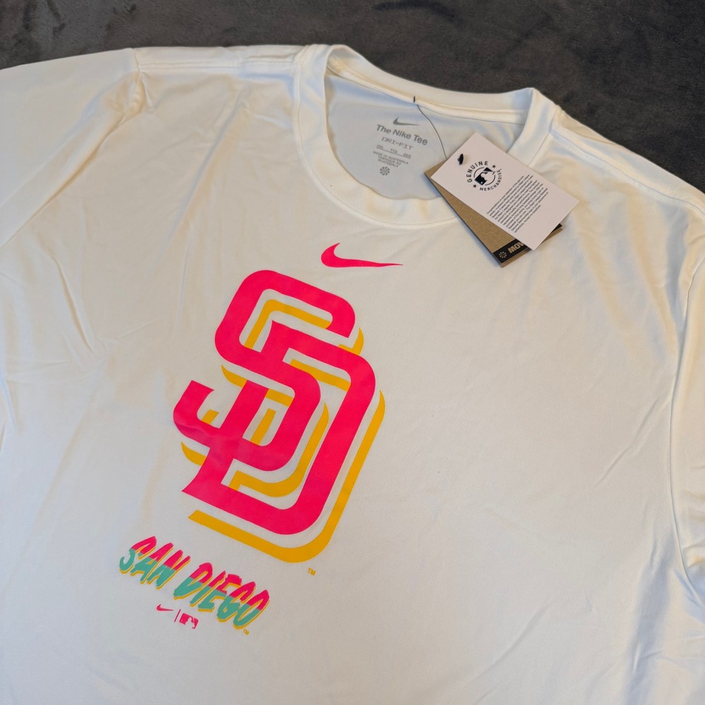 Nike San Diego Padres City Connect T Shirt Mens XXL 2XL White Dri Fit NWT